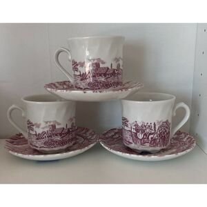 Royal Wessex Made In England Tea Cup Set of 3 Cantry Painting Design
